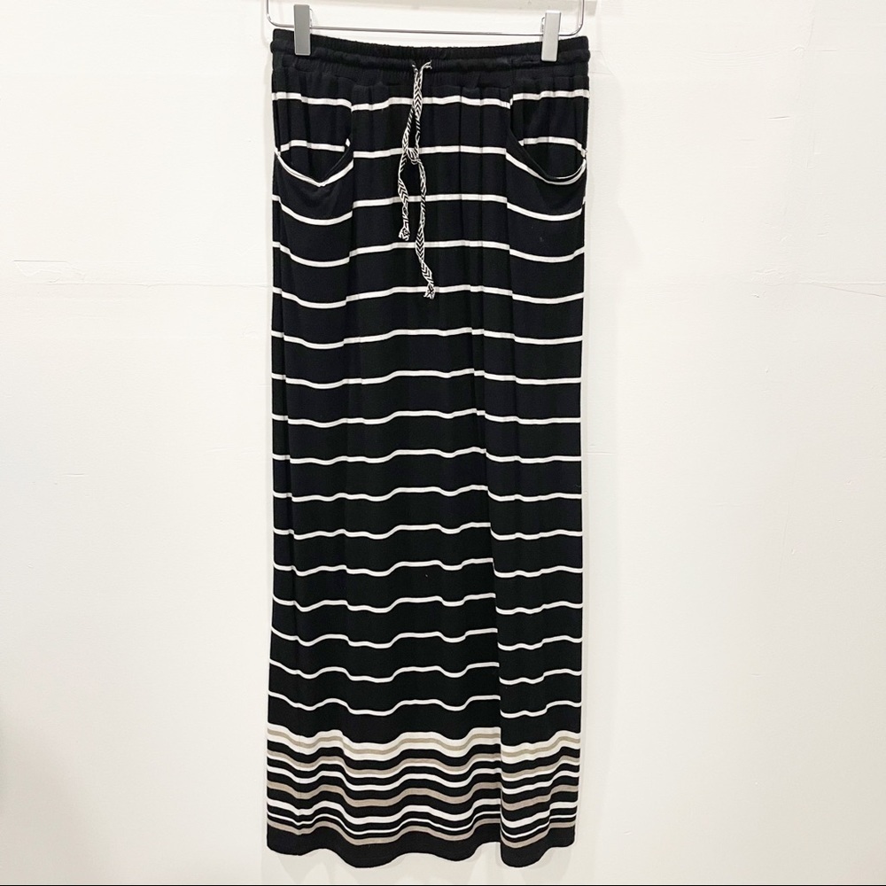 Max Studio Stripe Drawstring Jersey Knit Maxi Skirt XS